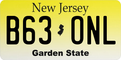 NJ license plate B63ONL