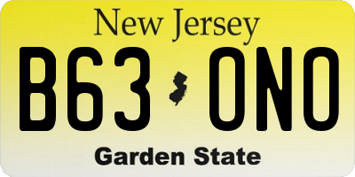 NJ license plate B63ONO