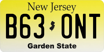 NJ license plate B63ONT