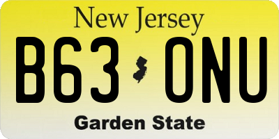NJ license plate B63ONU