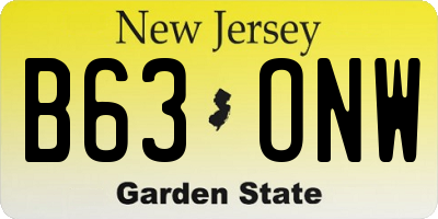 NJ license plate B63ONW