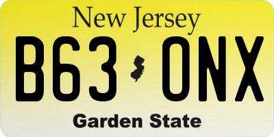 NJ license plate B63ONX