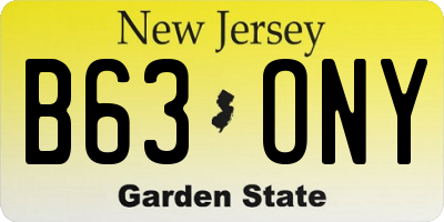NJ license plate B63ONY