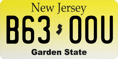 NJ license plate B63OOU