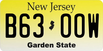 NJ license plate B63OOW