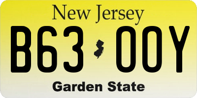NJ license plate B63OOY