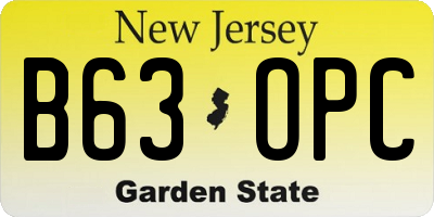 NJ license plate B63OPC