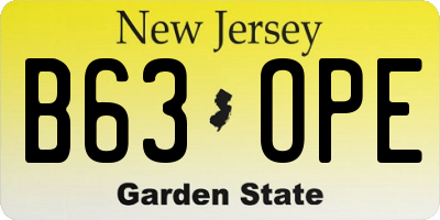 NJ license plate B63OPE