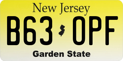 NJ license plate B63OPF