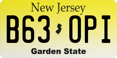 NJ license plate B63OPI