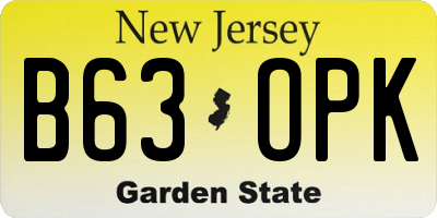 NJ license plate B63OPK