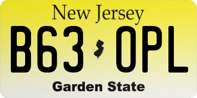 NJ license plate B63OPL