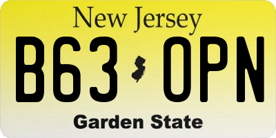 NJ license plate B63OPN