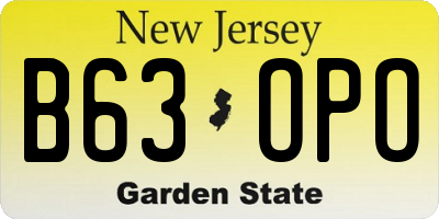 NJ license plate B63OPO