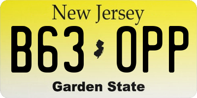 NJ license plate B63OPP