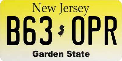 NJ license plate B63OPR