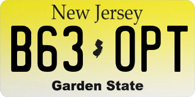 NJ license plate B63OPT