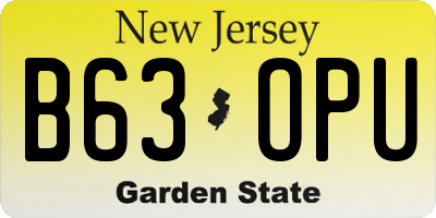 NJ license plate B63OPU