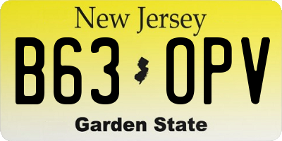 NJ license plate B63OPV