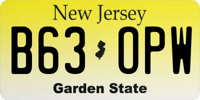 NJ license plate B63OPW