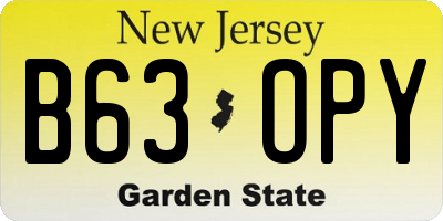 NJ license plate B63OPY