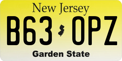 NJ license plate B63OPZ