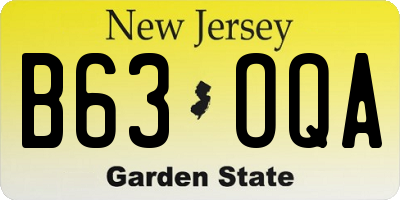 NJ license plate B63OQA