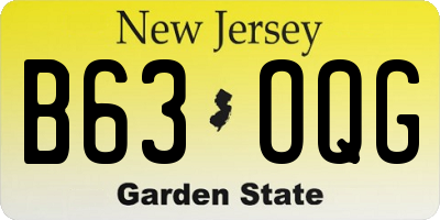NJ license plate B63OQG