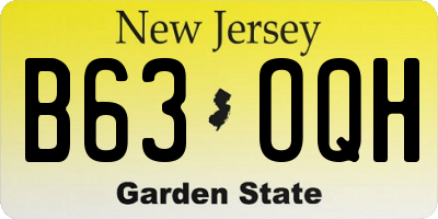 NJ license plate B63OQH
