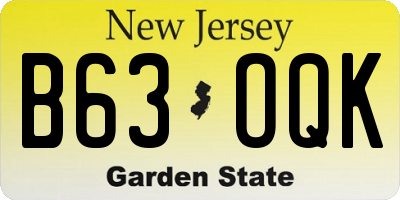 NJ license plate B63OQK