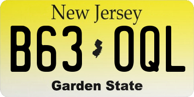 NJ license plate B63OQL