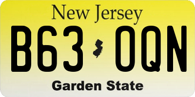 NJ license plate B63OQN