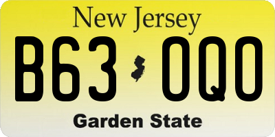NJ license plate B63OQO