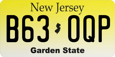 NJ license plate B63OQP