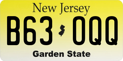 NJ license plate B63OQQ