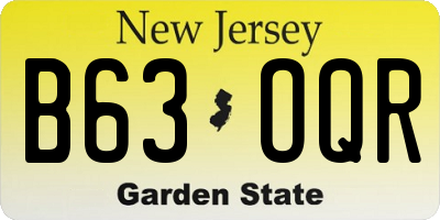 NJ license plate B63OQR