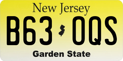 NJ license plate B63OQS