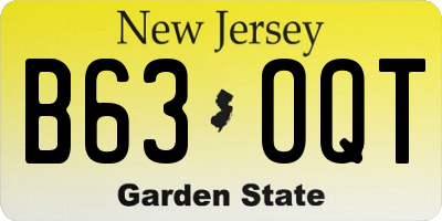 NJ license plate B63OQT