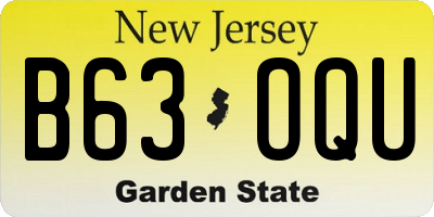 NJ license plate B63OQU