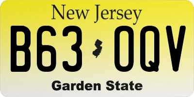 NJ license plate B63OQV