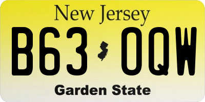 NJ license plate B63OQW