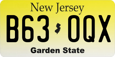 NJ license plate B63OQX