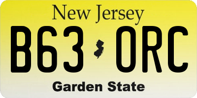 NJ license plate B63ORC