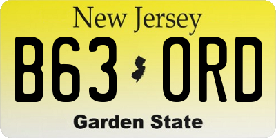 NJ license plate B63ORD
