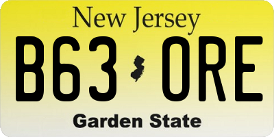 NJ license plate B63ORE