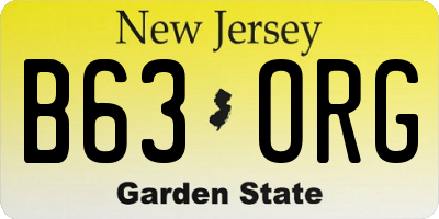 NJ license plate B63ORG