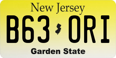NJ license plate B63ORI