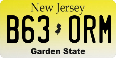 NJ license plate B63ORM