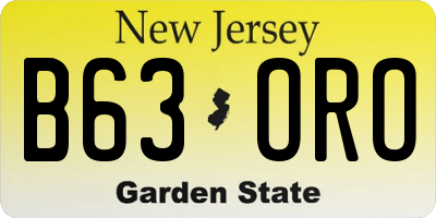 NJ license plate B63ORO
