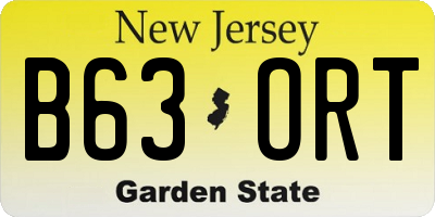 NJ license plate B63ORT